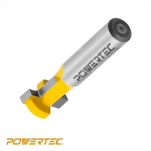 Miniatura 3 de POWERTEC Broca de router de pista T, broca de router con punta de carburo de tungsteno, vástago de 1/4 pulgadas, 7/16" de diámetro, pared