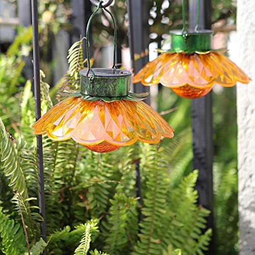 Xuwen 2 Pack Solar Outdoor Lights Amber Crackle Globe Glass - Solar Lantern Outdoor,Led Landscape.solar Hanging Lights. Solar Lantern Outdoor To Hang For Yard And Lawn Tree,Fence,Patio,Lawn,Walkway #TOP3