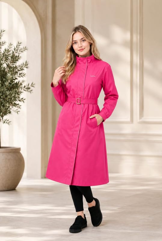 Image of Krystle Women's Waterproof Long Raincoat with Hood & Belt | Full Length Rain Wear Jacket for Monsoon (Multicolor,Multisize)