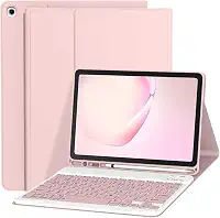 Capa de teclado para galaxy tab s6 lite 10.4 Polegada caso com teclado magnético sem fio capa de couro clássico antiderrapante (rosa, Estilo comum)