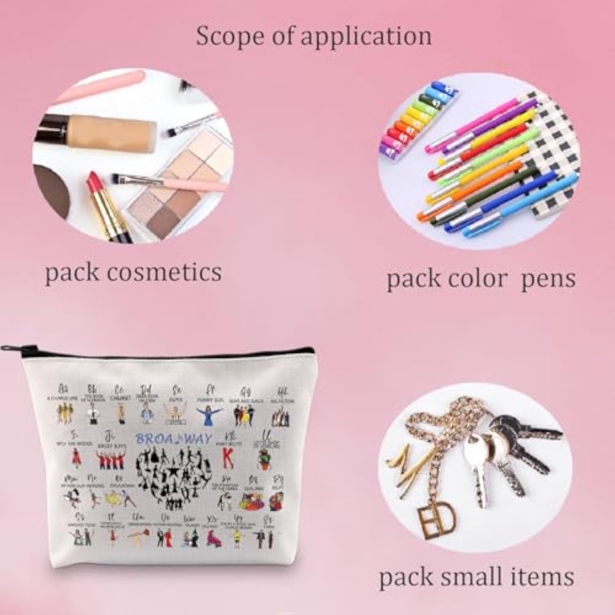 Broadway Musical Lover Gift Makeup Bag