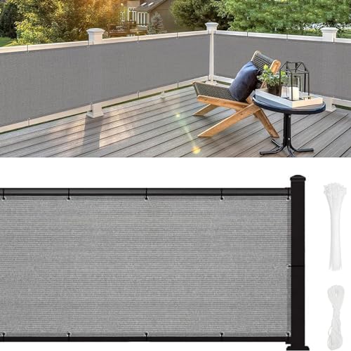 YANHONG Balcony Privacy Protective Screens 65 x 500 cm(26 x 197inch) Garden Fence Screen Garden Privacy Screening HDPE Opaque UV Protection for Balcony and Patio, Grey