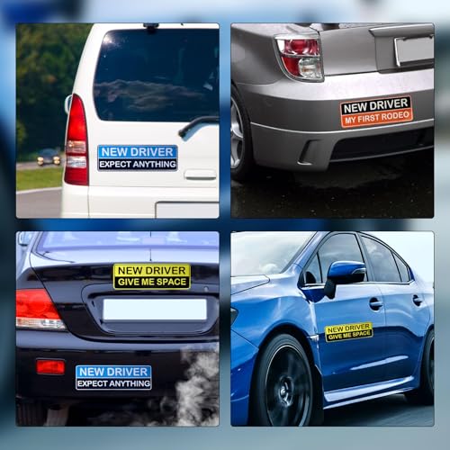 Image of 3pcs Student Driver Car Magnet Stickers, 9.8x3.35in Waterproof Removable Novice New Driver Decal Sign Reflective Magnetic Safety Bumper Sticker for Car Accessories