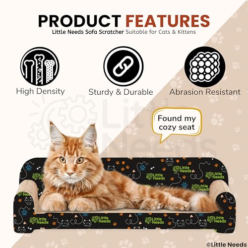 Image of Cat Scratcher with Catnip (Sofa Scratcher) | 20 inch Durable Corrugated Cardboard Scratch Pad & Lounger for Cats & Kittens | Furniture-Shaped Design for Claw Care, Daily Play & Relaxation