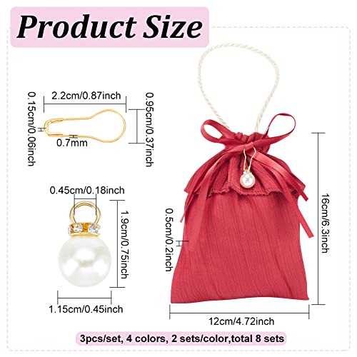 BENECREAT 8 sacchetti regalo in raso a 4 colori