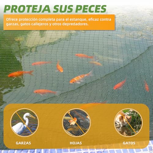 Red de protección para estanques contra aves con tejido antorayos UV 7