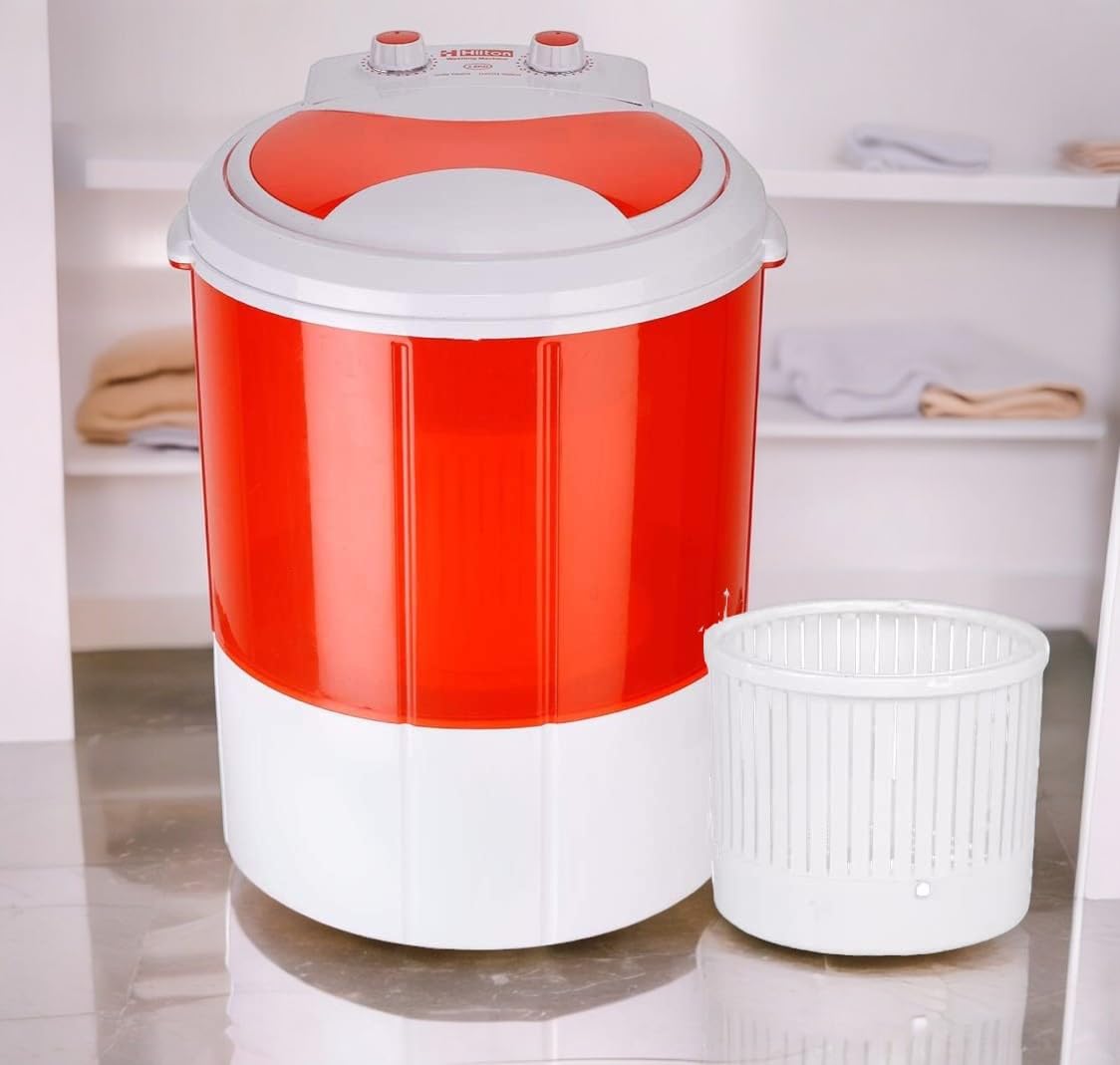 Hilton Electric 3 kg Single-Tub Washing Machine with Spin Dryer Portable Single Tub Washer - The Laundry Alternative Portable Clothes Washer Travel Washing Machine With Spin Dryer. (Berry Red)