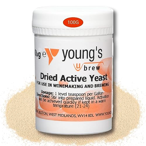 Youngs Multi Purpose Dried Active Yeast 100g, Clean Fermentation for Wine, Beer, and Cider Making, Versatile, Fast-Acting Brewer's Yeast