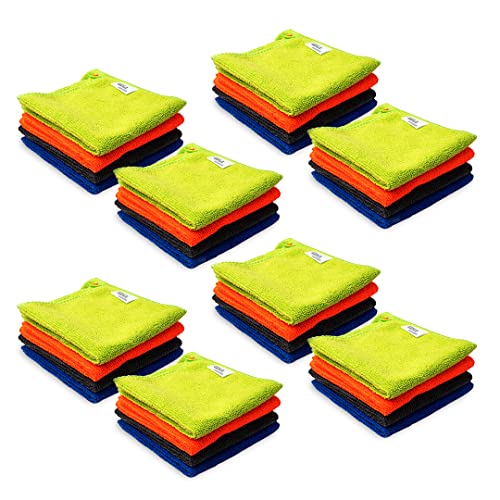 Image of Gizga Essentials Microfiber Cloth, 240 GSM, Highly Absorbent Multipurpose Cloth for Laptop, Mobile Screen Cleaning, Automotive Microfibre Towels for Car Bike Cleaning Polishing, Kitchen Cloth, 32 unit