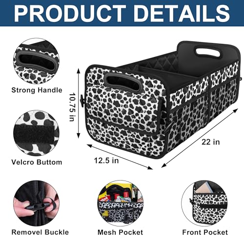 Image of Deosk Trunk Organziers and Storage with Reinforced Handles,Car Accessories for Women /Men 50L Waterproof Polyester Trunk Organzier for Car /SUV /Minivan /Truck(Medium, Cow print)