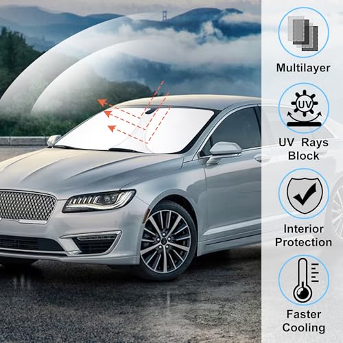 Image of Windshield Sun Shade Custom Fit for 2013-2020 Lincoln MKZ Accessories Foldable Sunshade Sun Blocker Protect Car from Sun Rays & Heat Damage Keep Car Cooler
