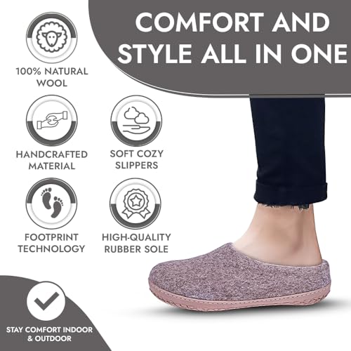 Natural Grey Handmade Wool Clogs Unisex Slip-on Slippers, Women Gray Comfy Slip-on Room Slippers, Unisex Sheep wool slip on home shoes Gift3