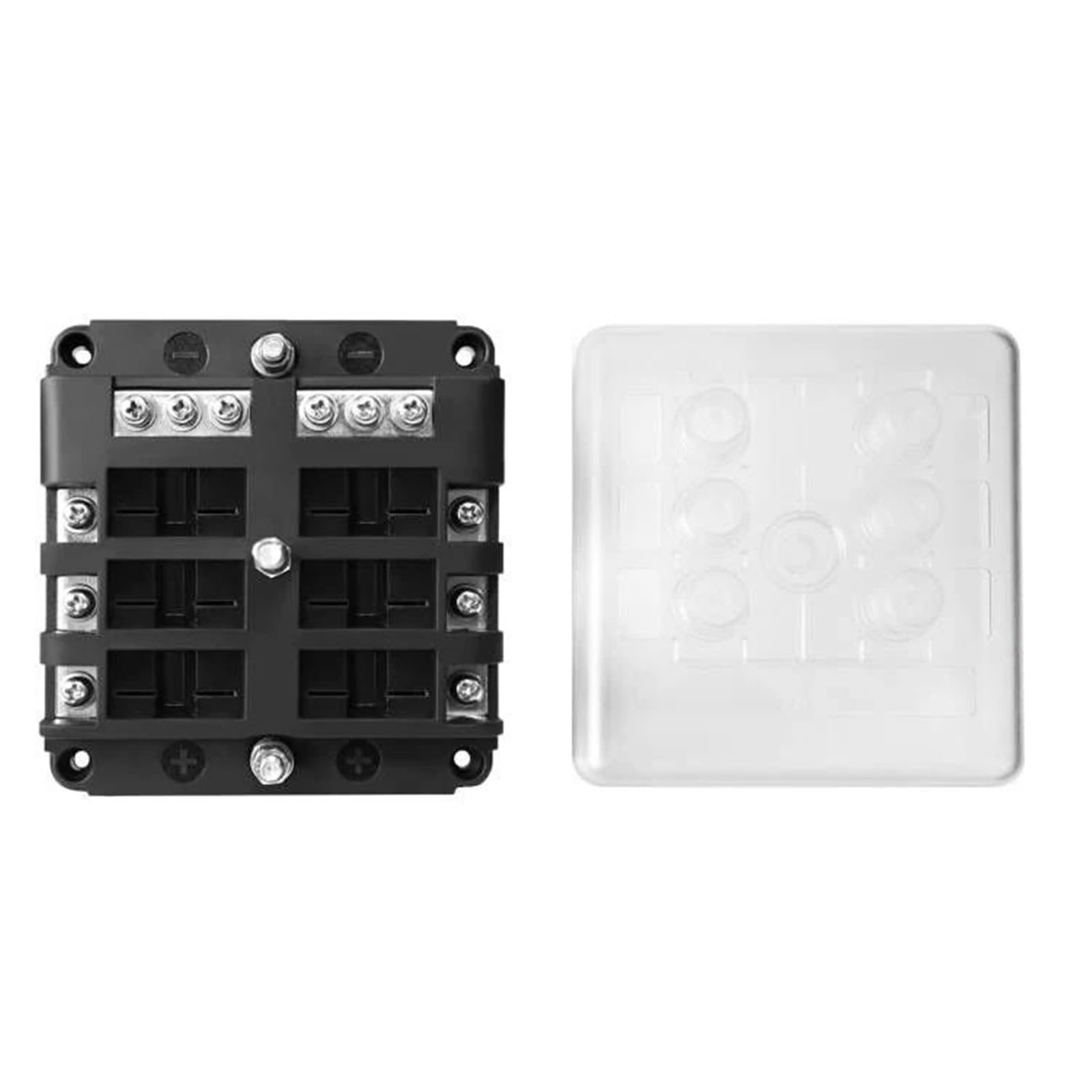 Bloc de fusibles 6 voies avec bus négatif et couvercle de protection pour voiture