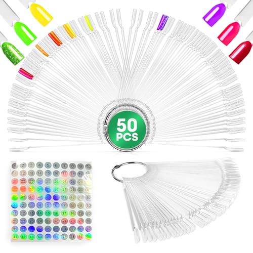 50 Pcs Clear Nail Swatch Sticks - Transparent Acrylic Nail