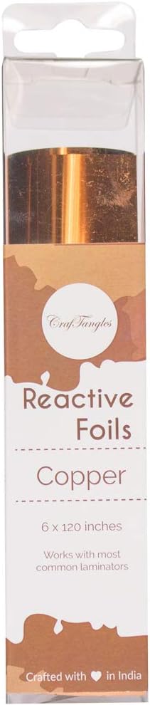 CrafTangles Copper Reactive Foils Transfer Sheets, Works with Laser Printer and Laminators, Create Foiled Metallic Prints and Cards, 6 x 120 inches, CTRF08