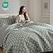 Madison Park Vintage Floral Quilt Set Queen Size, Reversible Bedding & Lightweight Bedspread Set, Traditional Block Print Coverlets with Ruffled Edge, 3-Piece with 2 Shams, Sage Green