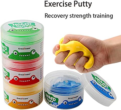 Miniatura 5 de Masilla de ejercicio  Masilla de terapia  Masilla de juego para niños (paquete de 4, 1.8 onzas cada uno) Rehabilitación de ejercicio de mano, alivio