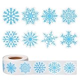 500pz Blu Adesivi Fiocco di Neve, 38mm Adesivi Natalizi Fiocco di Neve Rotolo Decalcomania Autoadesiva Natalizia per Feste Buste Artigianali Decorazioni (8 Stili)