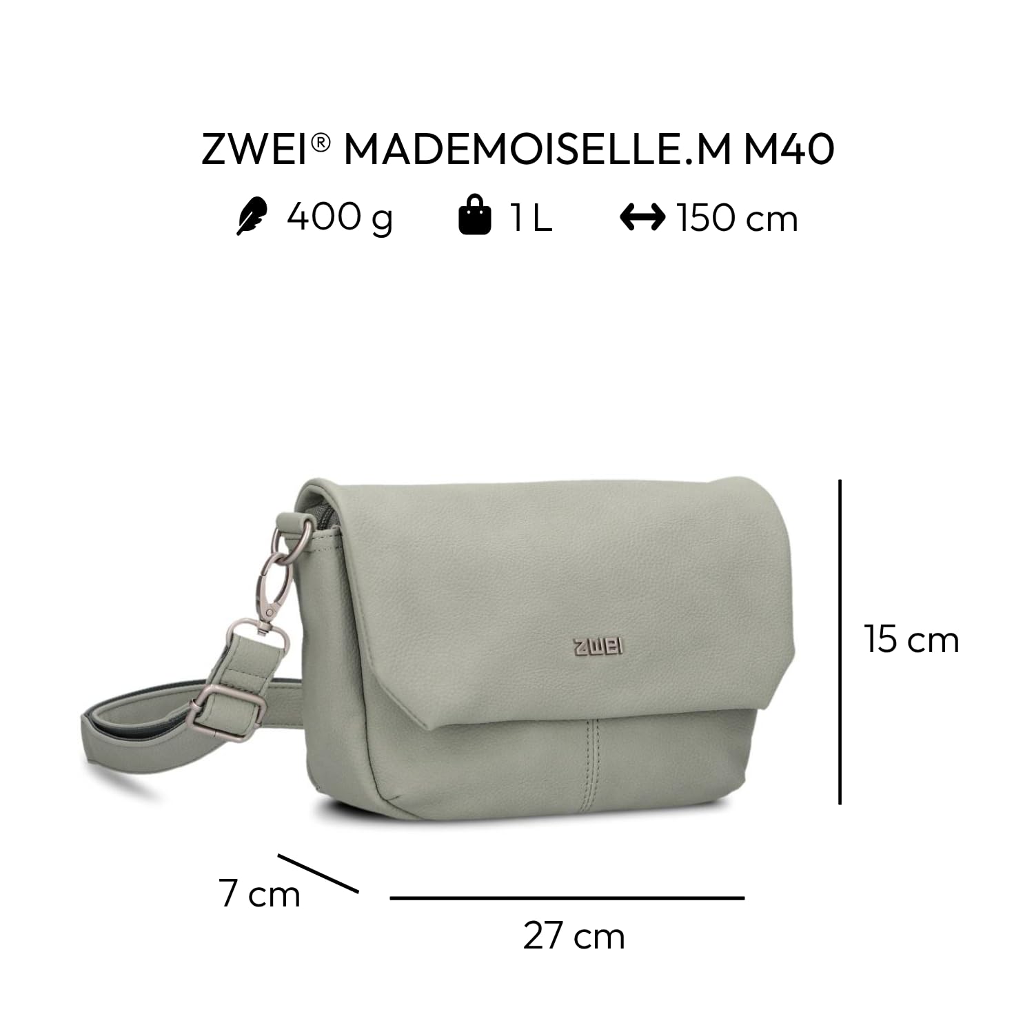 Zwei Damen Handtasche Mademoiselle.M M40 kleine Umhängetasche 1 Liter Crossbody-Bag mit Magnetklappe & Reißverschluss klassisch-elegante Abendtasche in Trapezform