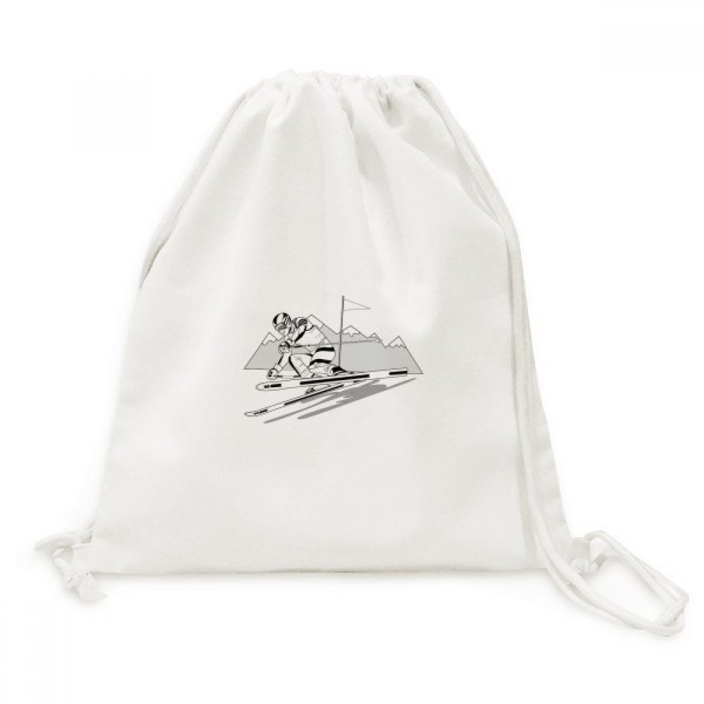 Toile noire drawstring backpack voyage ski imprimé illustration