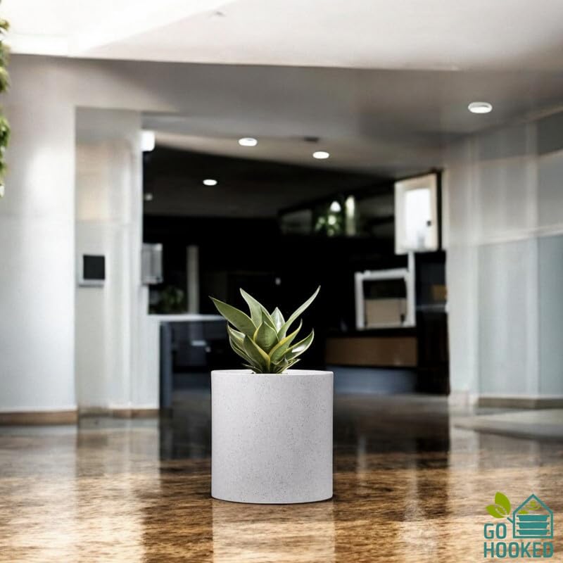 Image of Amazon Brand - Umi Tube 15 Inch Round Pots for Planter & Flowers Gamla - Lightweight, Durable Outdoor & Indoor Planters, Perfect for Balcony & Terrace Gardens (White)