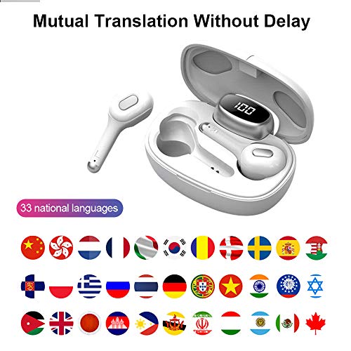 cjc Language Translator Device - Supports 19 Languages, Real Time Voice Translator Earbuds, Wireless Bluetooth 5.0 Translation Earphones with Charging Case, Suitable for iOS & Android (White) 4 cjc Language Translator Device - Supports 19 Languages, Real Time Voice Translator Earbuds, Wireless Bluetooth 5.0 Translation Earphones with Charging Case, Suitable for iOS & Android (White) - Image 2