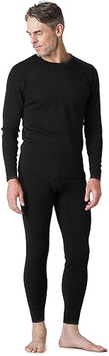 LAPASA - Juego de ropa interior térmica para hombre, ligera, de peso medio, lana de merino 100%, base activa, camisa y pantalón de largo John M31M126