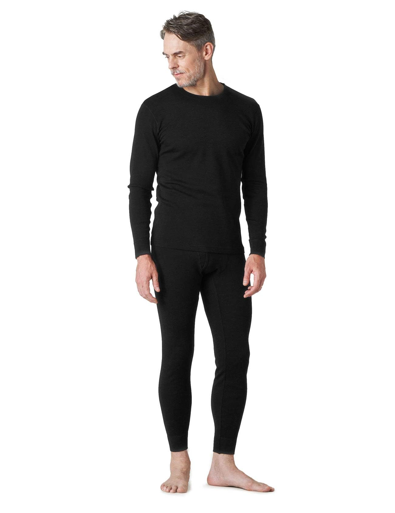 Men's 100% Merino Wool Base Layer Set Lightweight Midweight Thermal Underwear Activewear Long John Top Bottom M31/M126