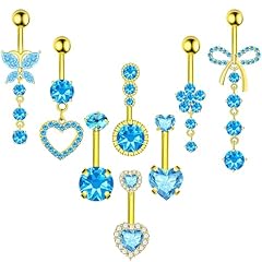 Gold Blue Belly Button Rings
