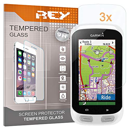 REY 3X Protector de Pantalla para Garmin Edge 1000, Cristal Vidrio Templado Premium