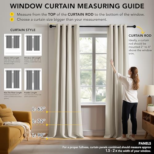 Image of Deconovo Blackout Curtains Super Soft Bedroom Curtains Thermal Insulated Energy Saving Curtains Kids Light Beige 46x63 Inch 2 Panels
