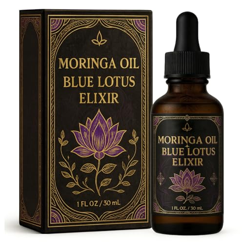 Blue Lotus Moringa Oil, with Blue Lotus – Lightweight Face, Hair & Body Oil, Fast-Absorbing, Clean Vegan Formula for Daily Skin Comfort, 1 fl oz