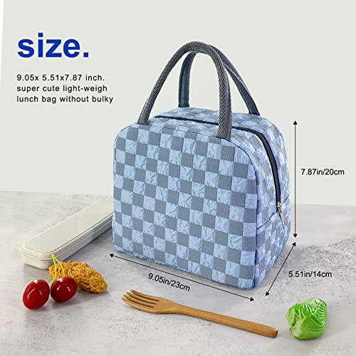 Mziart Cute Lunch Bag For Women Men, Aesthetic Lunch Bag Reusable Insulated Lunch Tote Bag Kawaii Lunch Box Container Waterproof Lunch Cooler Bag For Work Office Travel Picnic (Blue) #TOP3