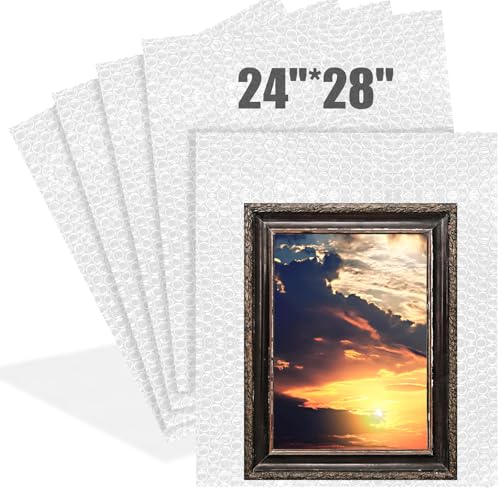Dunzoom 5 Pack 24 * 28 Inch Extra Large Bubble Pouches Clear Bubble Pouch Wrap Bags for Packing Shockproof Cushioning Wrap Bag for Shipping Moving Fragile Dishes China Plates Painting Fragile Items