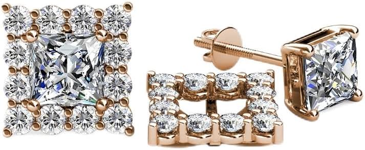 Lab Grown Diamond Women Jacket for Cushion Cut Stud Earrings 0.72 ctw 14K Gold