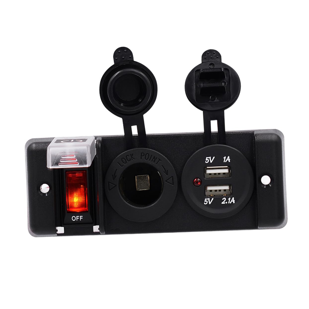 Pannello Adattatore Accendisigari Auto con Doppia Porta USB e Interruttore LED per Barca Camper e Veicoli da