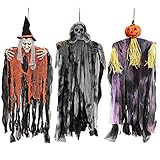 JOYIN 3 Pack 35' Hanging Ghost Halloween Decorations,Grim Reapers Hanging Witch for Halloween...