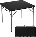 FDW 6 Foot Outdoor Dining Table, Foldable Portable Rectangular Plastic Folding Table with Built in Carrying Handle for Party and Wedding Use, White