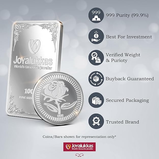 Image of Joyalukkas 100 grams 999 Silver Bar