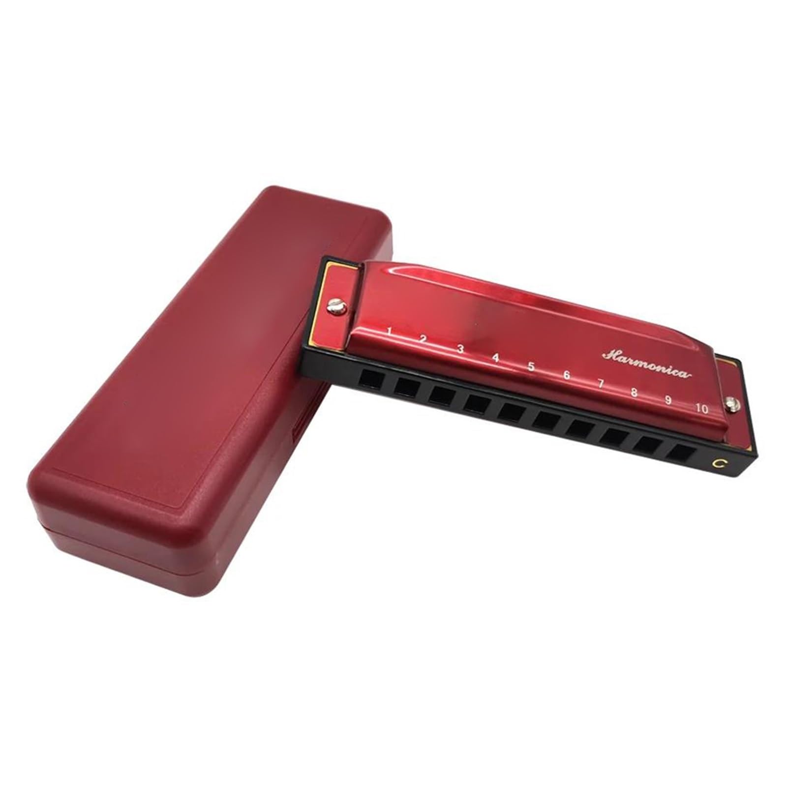 Harmonijka 10-otworowa Harmonijka Ustna Blues Diatonic Mouth Harp Dostępna W Trzech Kolorach Początkujący Dorośli Profesjonalni Gracze Instrumenty(Red)