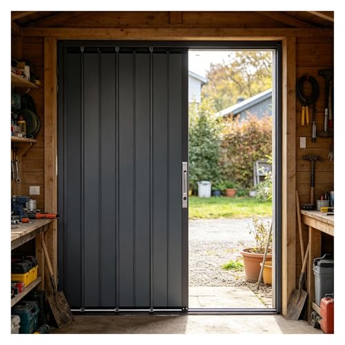 Tool Room Lockable Accordion Door, Customizable Aluminum Alloy Folding Doors for Small Spaces, Waterproof Sliding Partition Door, Privacy Partition