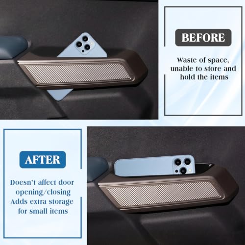 Image of 1797 2PCS Front Door Handle Storage Box fit for Ford Bronco 2021 2022 2023 2024 2025 2026 Accessories Car Pocket Organizer with Anti-Slip Black ABS Plastic (Not for Sport)