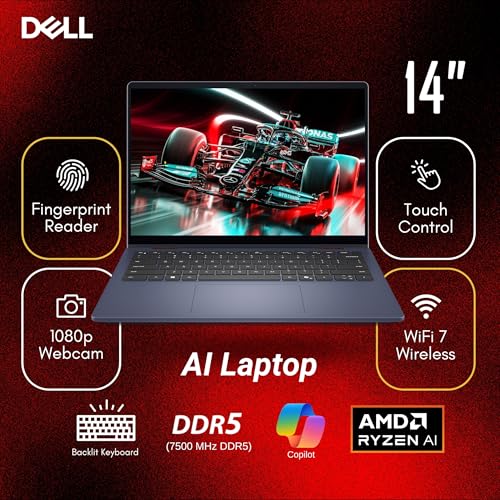 Image of Dell 14 Plus 2-in-1 AI Laptop, 14 inch 2K Touchscreen, AMD Ryzen AI 7 350(>i9-13900H), Copilot+ PC, Backlit Keyboard, Fingerprint, 1080p Webcam, Wi-Fi 7, Windows 11 Pro, Blue(16GB DDR5 RAM | 2TB SSD)