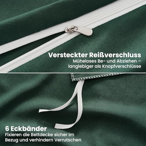 Duvetnova Bettwäsche 155x220 Dunkelgrün ÖKO-TEX Superweich Mikrofaser Bettwäsche-Sets 1 Bettbezug 155x220 + 1 Kissenbezug 80x80 - alle mit… – Ansicht 3