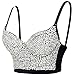 ELLACCI Women's Rhinestone Diamond Push up Bustier Crop Top Sexy Punk Corset Bra Black Large