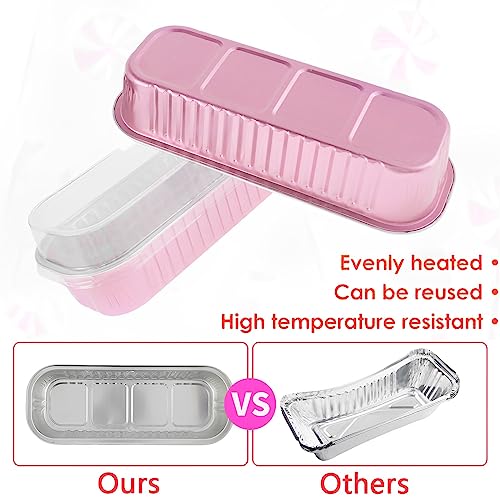 Set di 150 mini teglie per pagnotta con coperchi e cucchiai, in alluminio da 200 ml, riutilizzabili, antiaderenti, contenitori portatili per pane, cupcake, per la cucina domestica - immagine 5