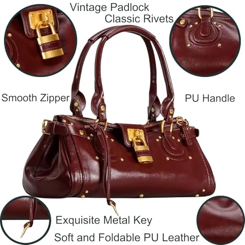 louceko Vintage Y2K Lock East West Bag