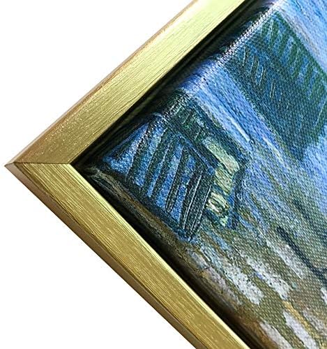 Wieco Art Gold Framed Cafe Terrace at Night by Van Gogh Modern Cityscape Canvas Prints Pictures on Canvas Wall Art for Bedroom Kitchen Home Decoration VAN-0060-3040UK-GF