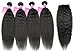 Brazilian Kinky Straight Bundles With Closure 100% Virgin Yaki Human Hair Bundles With Closure Free Part Yaki Straight Hair Bundles With Closure (10 10 10 10 with 8)