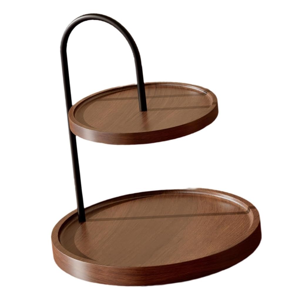 UDSKNV[KSL Elegant 2-Tier Wooden Serving Tray Stand in Wood Ideal for Desserts, Fruit Presentation for Entertaining